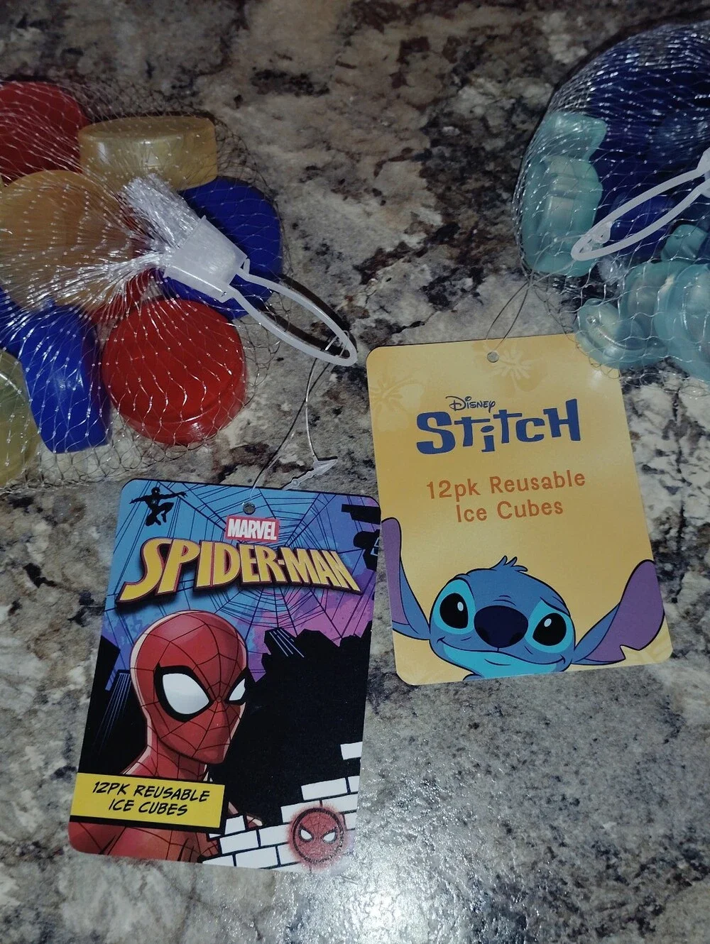 Disney stitch 12 pack reusable ice cubes and marble Spider-Man 12 pack reusable